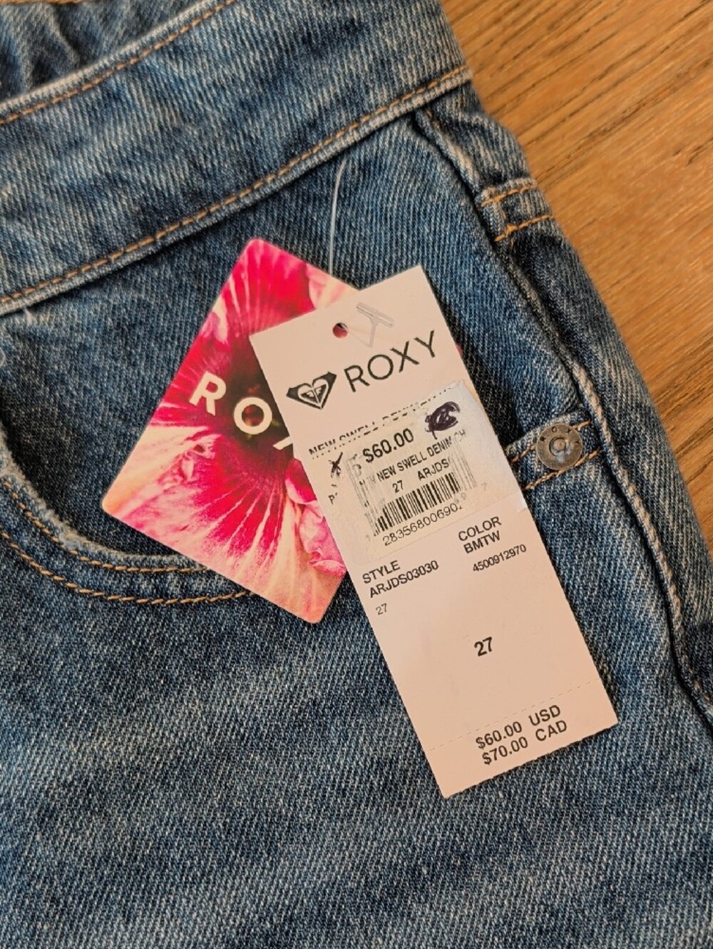 Roxy Blue Distressed High-Rise Denim Shorts - Picture 3 of 4